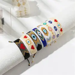 ZHONGVI Turkish Evil Eye Bracelet For Women Men Lucky Braided String Retro Bracelet Couple Friendship Wish Gift Miyuki Jewelry
