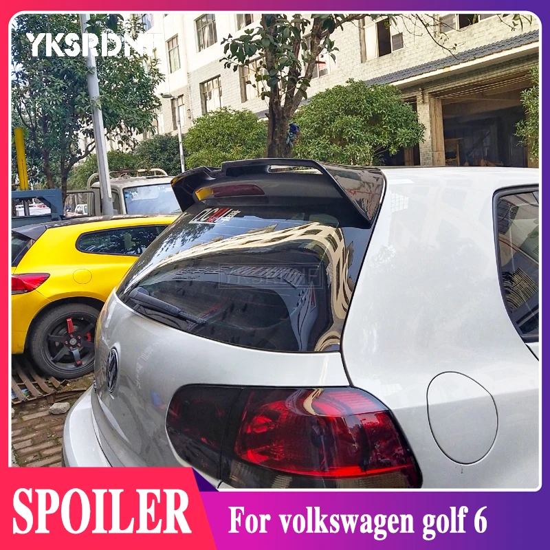 YKSRDNF For VW Golf 6 Spoiler ABS Material Car Rear Wing Primer Color Rear Spoiler for Volkswagen MK6 6 Spoiler 2010-2013