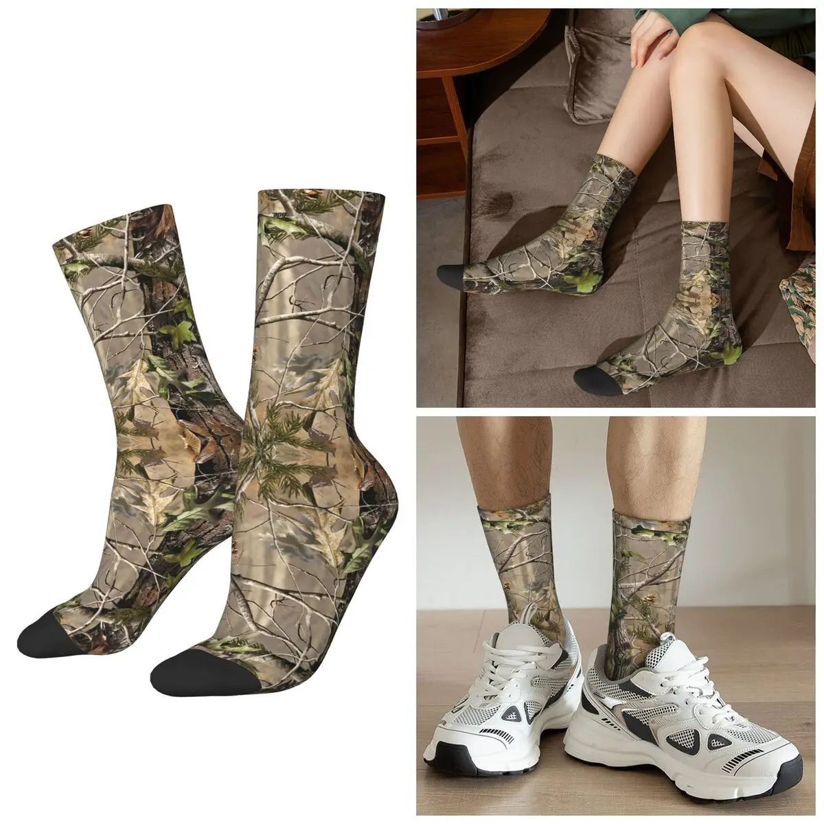 

All Seasons Real Tree Mossy Oak Socks Harajuku Crew Socks Casual Stockings for Men Women Gifts