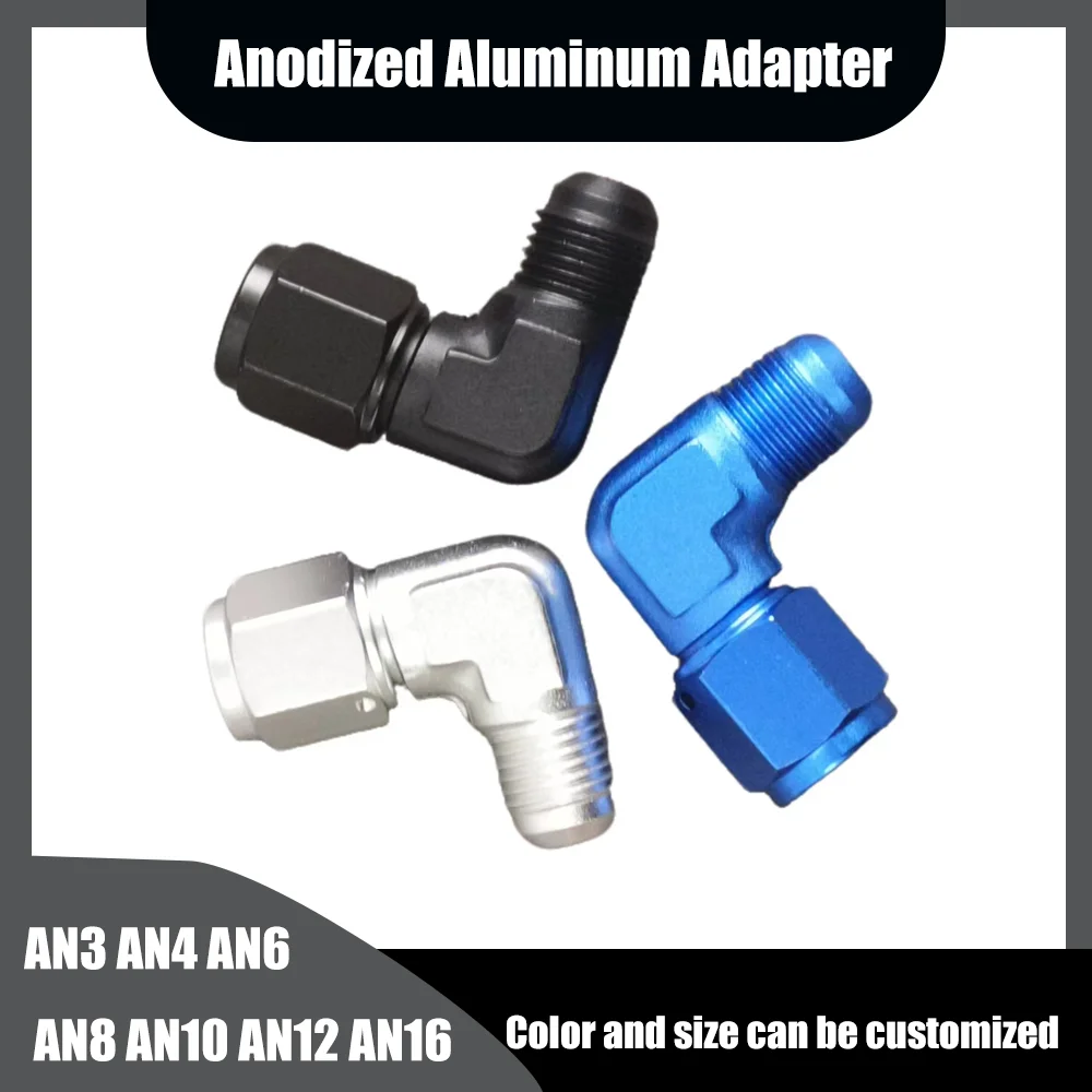 

Fittings Anodized Aluminum Fuel Adapter 45/90 Degree Female AN3AN4AN6AN8AN10AN12AN16 Swivel Adaptors To Male Black/Blue/Silver