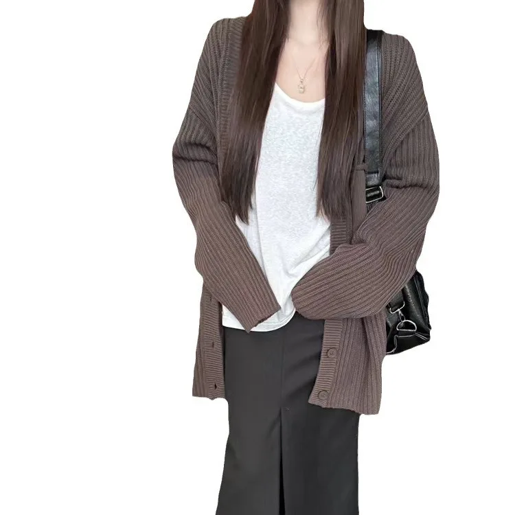   Cardigan ouvert tricoté couleur Pure rayé coupe ample décontracté Sle pull pour femme décontracté Faion automne hiver nouveau Ar...