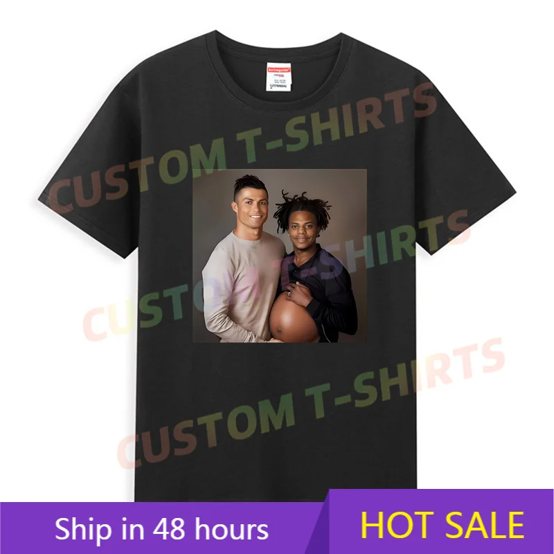 

2025 Men T Shirt Casual Funny Cristiano Ronaldo and IShowSpeed Pregnant T-shirt Graphic Summer Short Sleeves 100% Cotton S-3XL