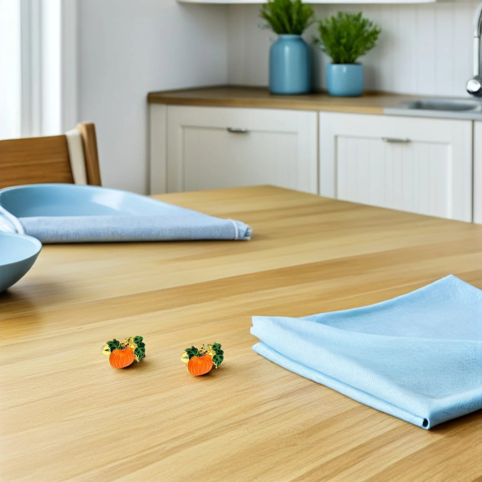 

4Pcs Decorative Pumpkin Napkin Rings Fall Alloy Buckles Thanksgiving Table Holder Party Banquet Dinner Pumpkin Napkin Rings