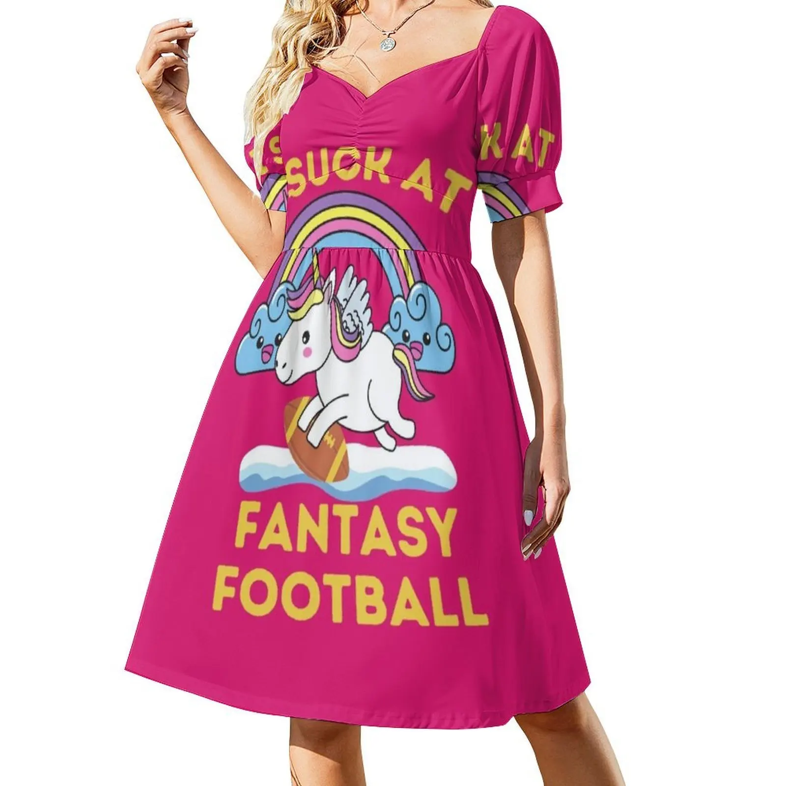 فستان I Suck At Fantasy Football النسائي الأنيق للحفلات على شكل حرف A مع خيارات قصيرة/طويلة/بدون أكمام I Suck At Fantasy