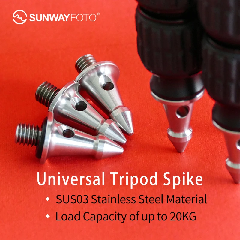 SUNWAYFOTO SKU TP-01 universal tripod spike for camera 3/8 Stainless Steel Tripod Accessories used on T1C30N T2C40C Tripod