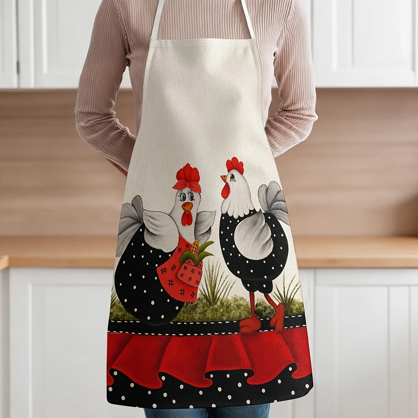 Cute Chicken Print Apron for Kitchen Baking Cooking Apron Apron Smock for Women Gift