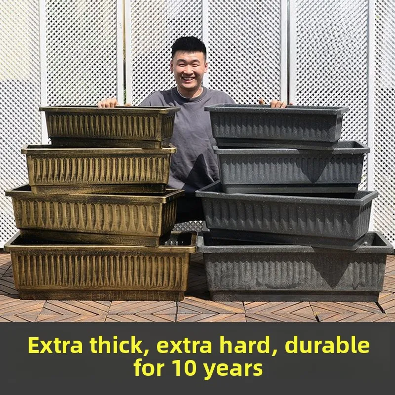 

Thiened Rectangular Large Plastic Flower Pot for Home Balcony Vegetable Gardening Long Strip Planting Ditch Hydroponics Lot...