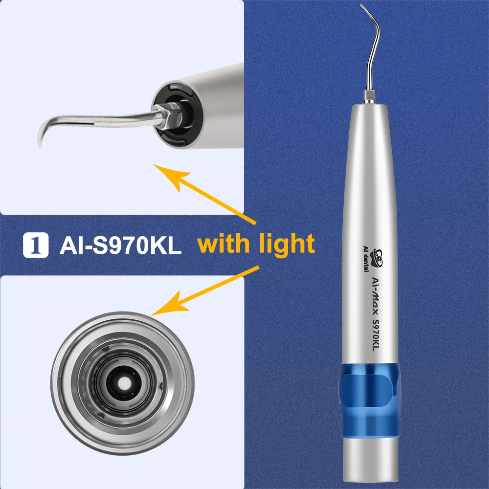 AI-S970KL Portable Unit Ultrasonic Piezo Fiber Optic Led Air Scaler Dental Handpiece Tools Instrument With S1 S2 S3 Tips