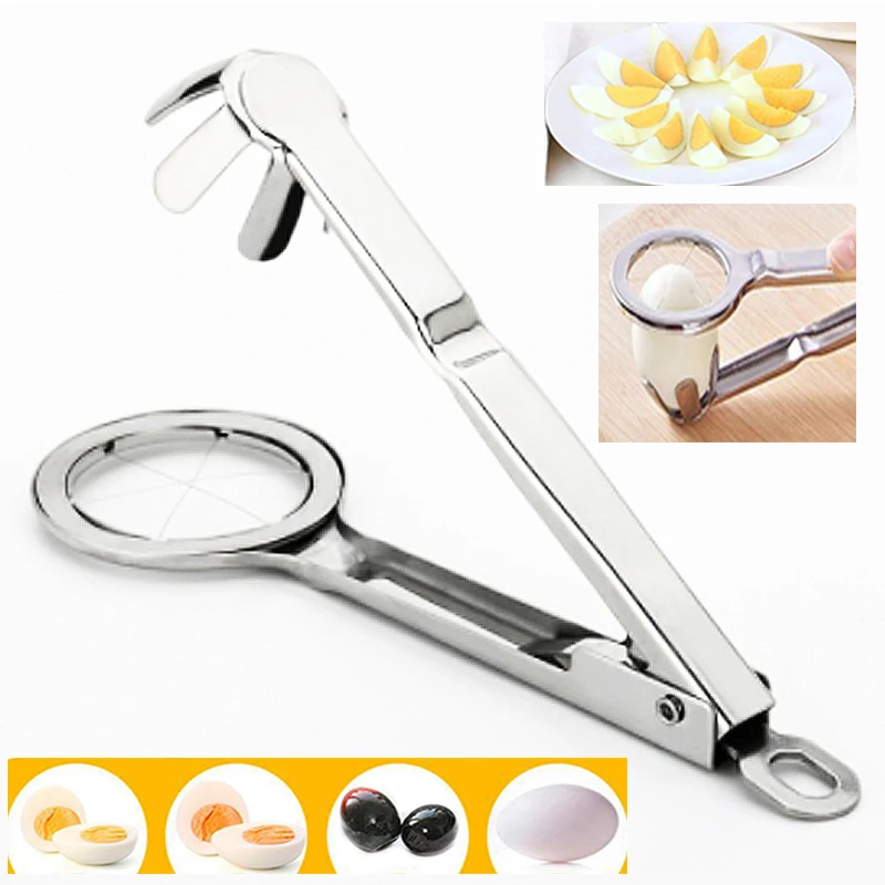 1PC Stainless Steel Egg Slicer Egg Cutter With Handle Egg Slicer 6 Equal Segments For Hard Boiled Egg Heavy Wedge Cutter Kitchen