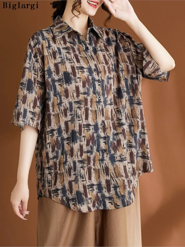

Oversized Summer Shirts Women Floral Print Fashion Short Sleeve Ladies Blouses Loose Casual Short Sleeve Woman Shirt