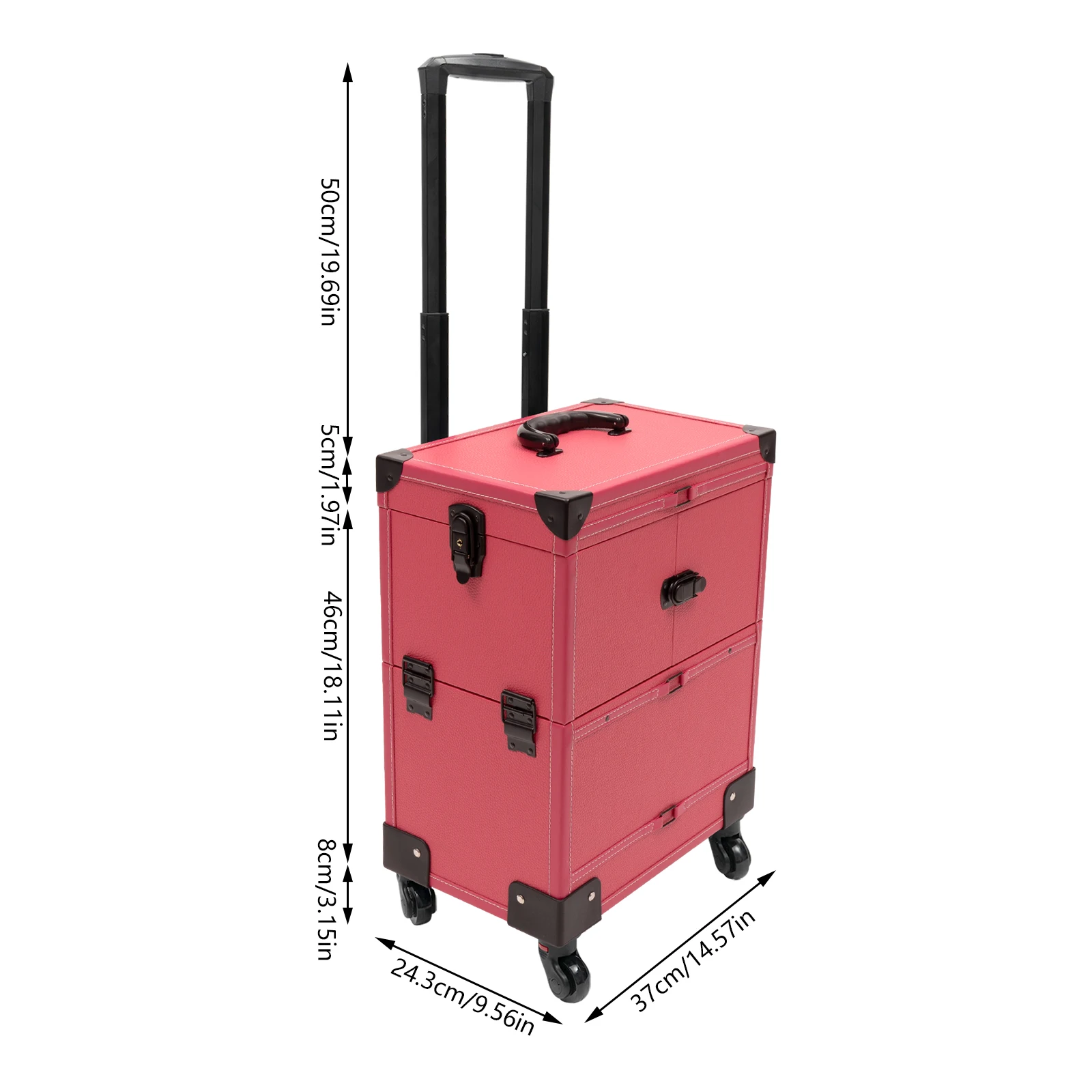 Durable and Spacious Rose Makeup Case with Wheels - Perfect for Travel and Work