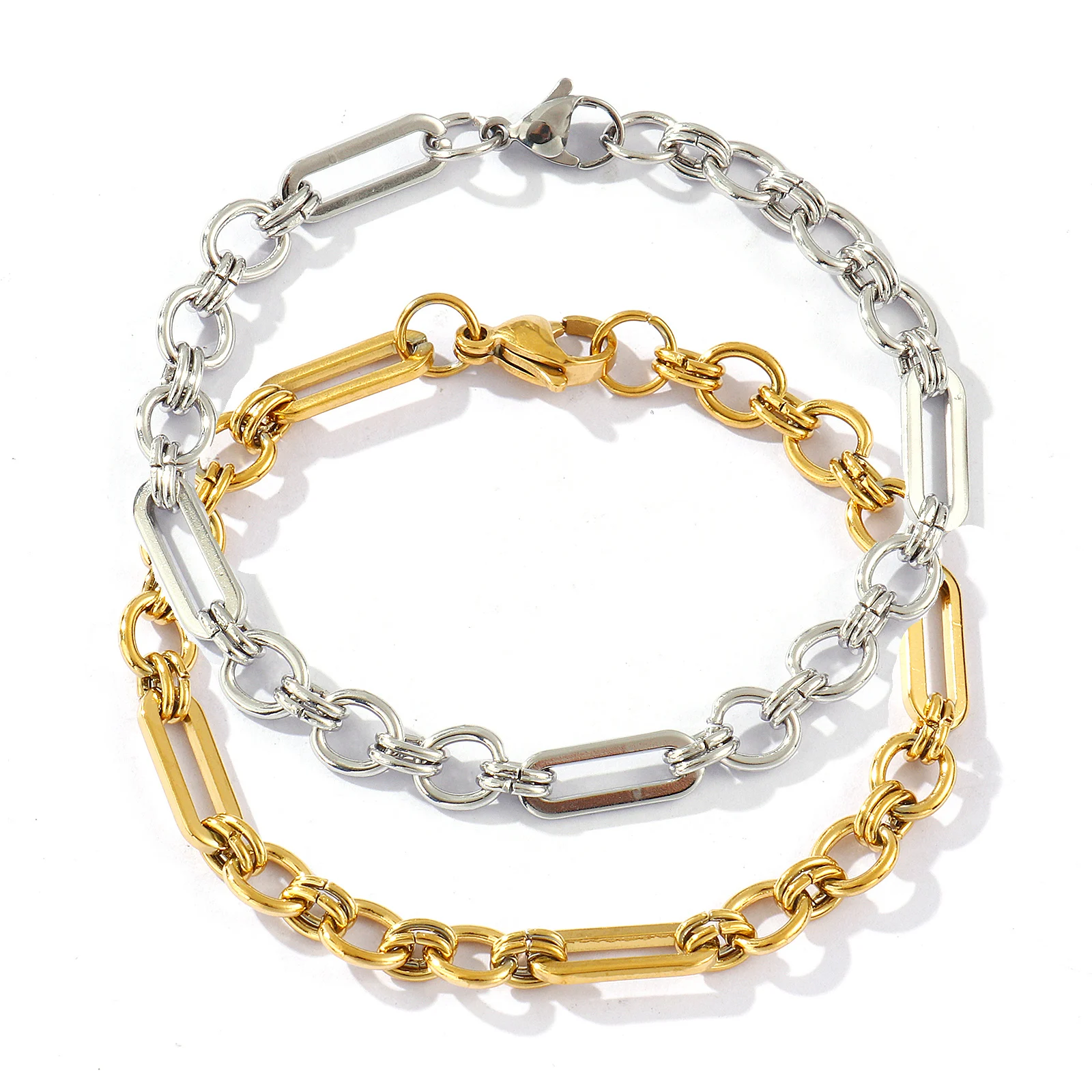 1 Piece Dainty Exquisite Bracelets 304 Stainless Steel 7mm Width Handmade Link Chain Bracelet For Women Men Gift 18cm(7.1