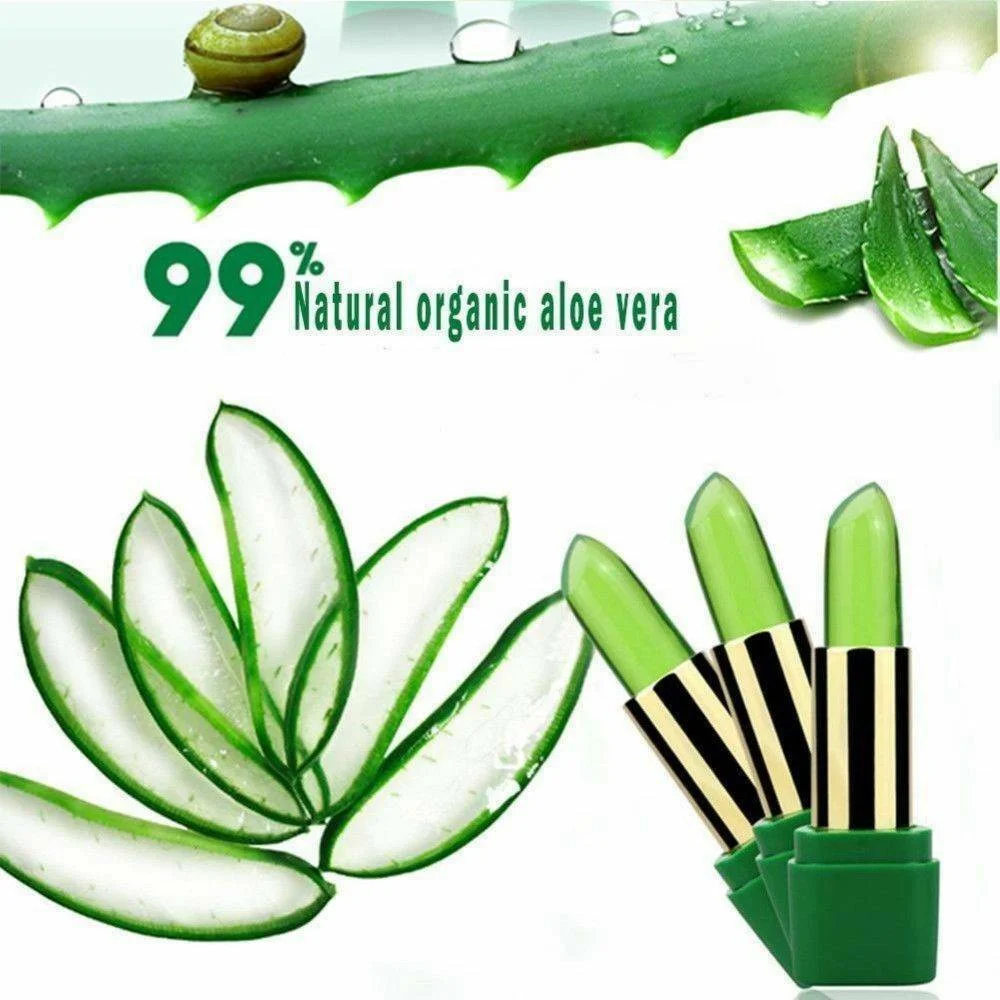 Bálsamo labial hidratante de ALOE VERA 99%, bálsamo labial que cambia de Color, temperatura Natural, descalcificación antisecado, barra de labios de gelatina de grano fino