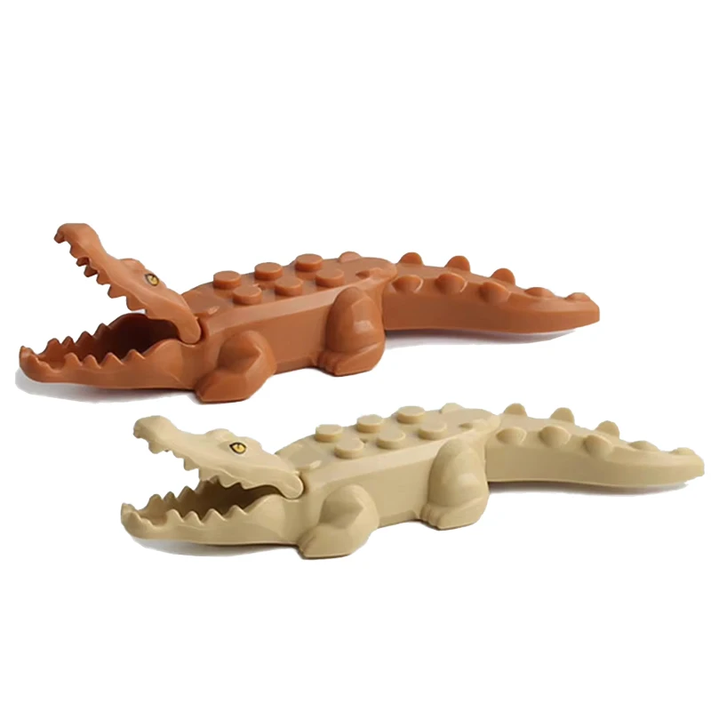 MOC Bauernhof Zoo Tier Bausteine Krokodil Shark Delphin Schimpanse Kuh Leopard Lernspiel Zubehör Ziegel Kinder Spielzeug
