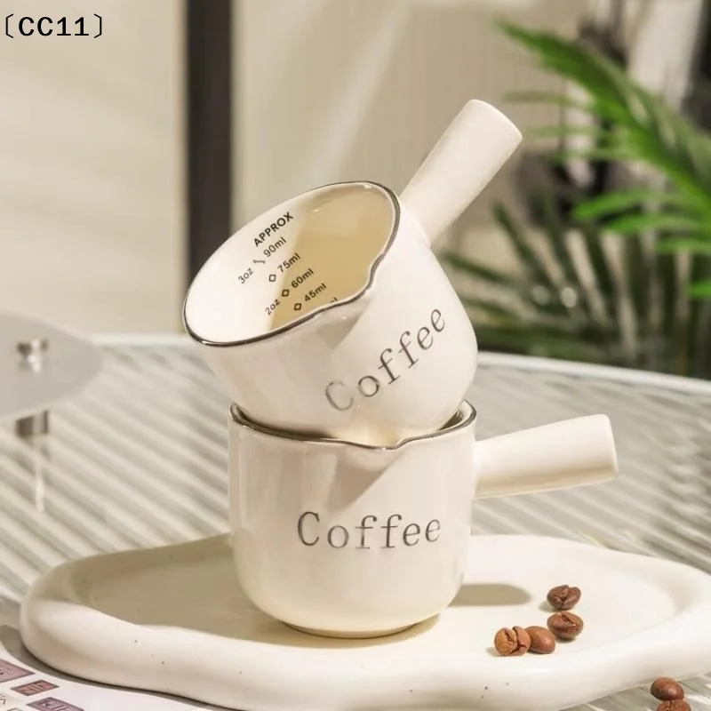 Afbeelding 3: Keramische Espresso Koffie Maatbeker Met Schaal Extractiebeker Melkkannetje Met Handvat Latte Mixer Schaal Maatbekers〔CC11〕