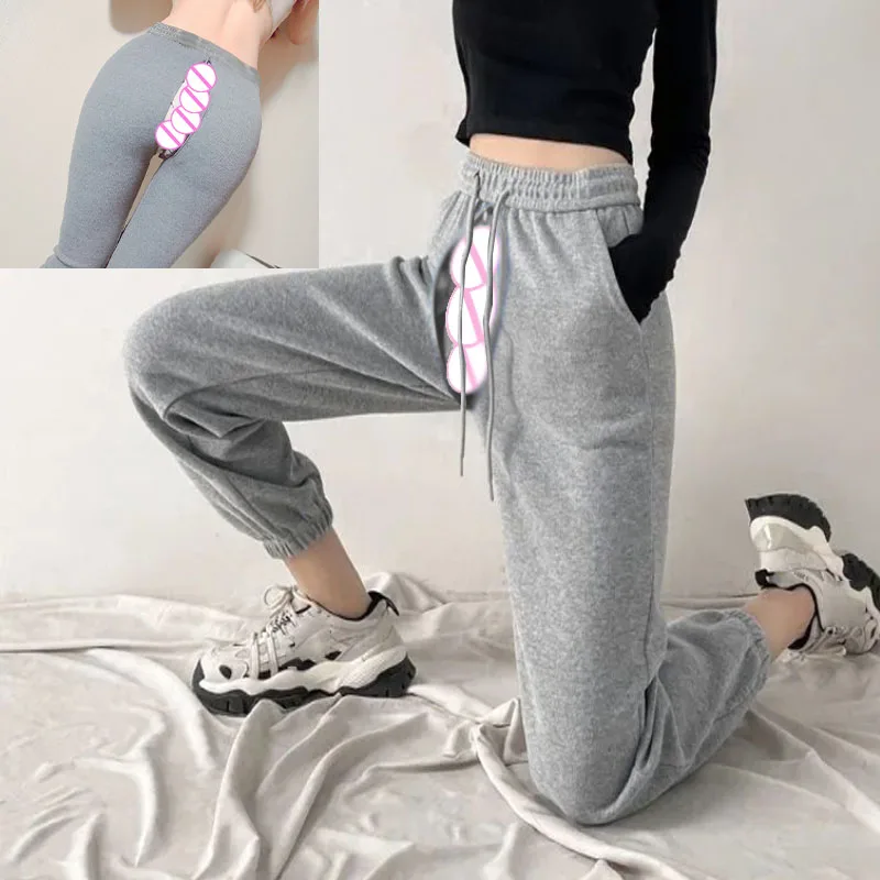 

Open Crotch Outdoor Sex Women Pants Jogger Fitness Gym Sweatpants High Waist Baggy Bloomers Stretch Casual Streetwear Trousers