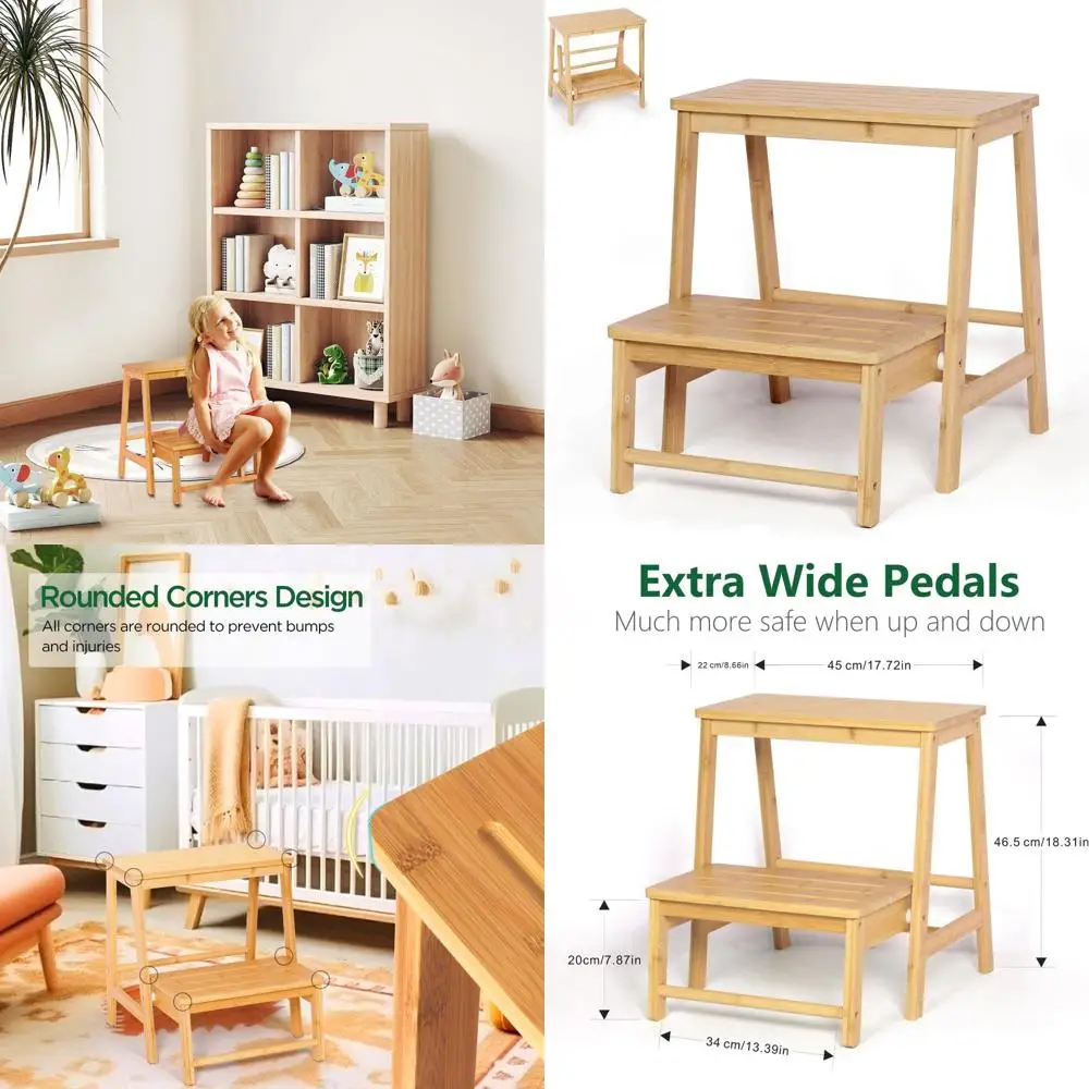 

2-Step Folding Ladder Stool with Non-Slip Steps, Wide Platform for Safety, Ideal for Home Use