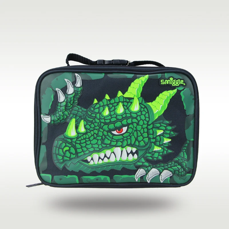 

Австралия Smiggle, хит продаж, оригинальная детская сумка для обеда, сумка для мальчика, зеленая уличная термоизоляционная сумка с динозавром, 9 дюймов