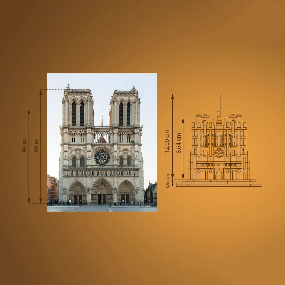 1041PCS MOC Notre-Dame De Parigi Chiesa 1:800 Classico Gotico Architettura Building Blocks Modello Giocattolo Mattoni Per Bambini Regali Di Compleanno