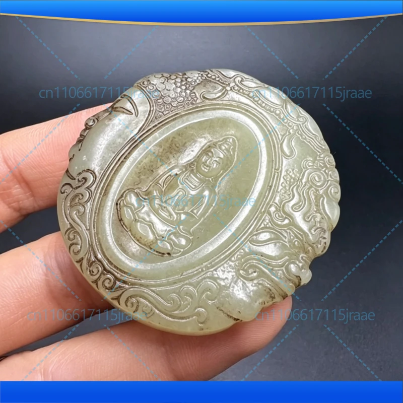 Chinese Antique Jade Hand-carved Guanyin Statue Feng Shui Ornaments Buddhist Prayers Amulets Gifts