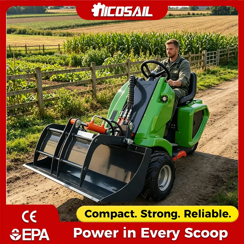 Custom Nicosail Upgraded Three-Wheeled Loader, 0~360° Steering for American Home Farm Maintenance