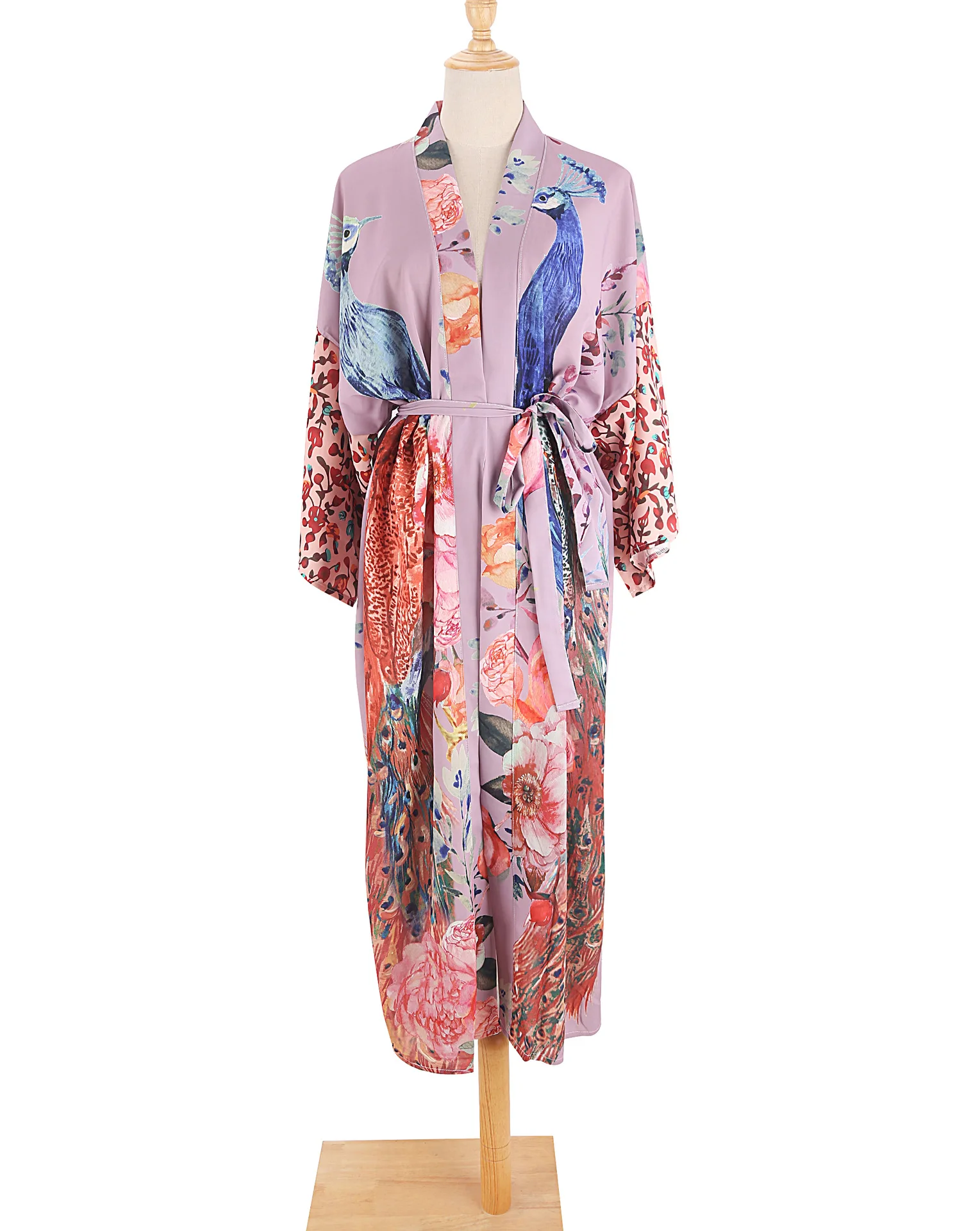 TEELYNN Casual Floral Print Cover-Ups Women Robe Vintage Gown Flare Sleeve Kimono Dress Boho Beach Wear Kaftan Summer Vestidos