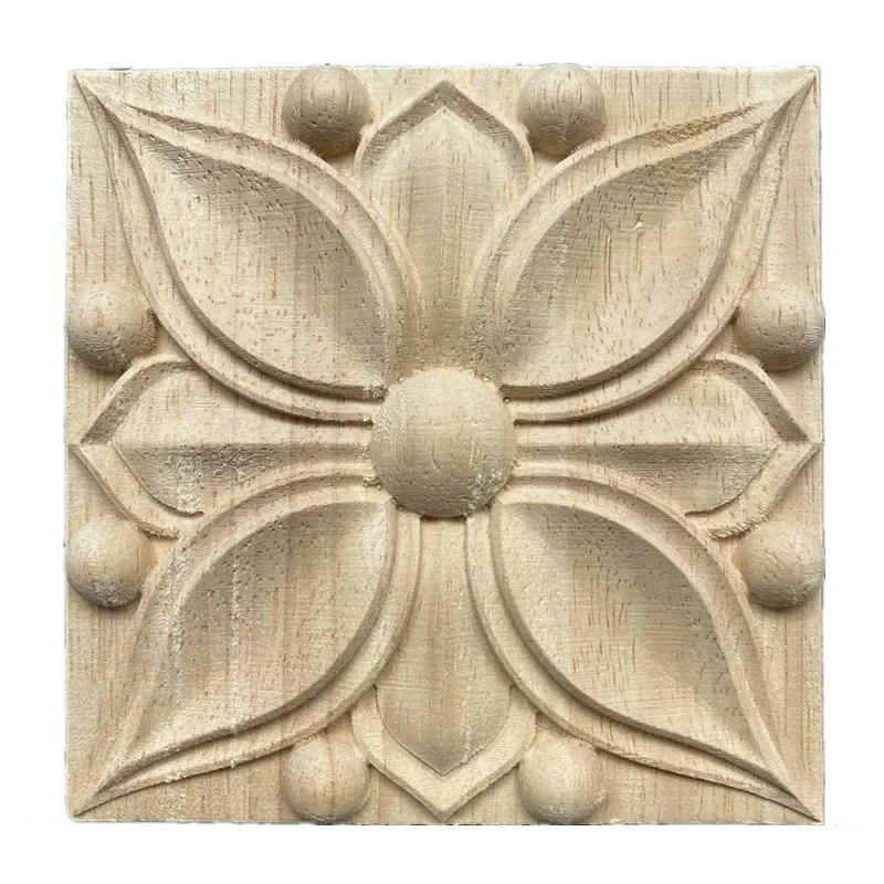 10PCS 5-8cm Square Unpainted Wood Carved Decal Corner Onlay Applique Frame for Home Furniture Wall Cabinet Door Decor Crafts