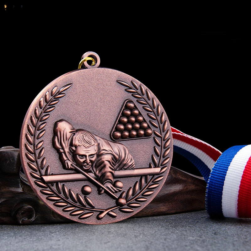 Three-dimensional billiards, snooker, pool, American pool, sports meeting, metal medal, award medal