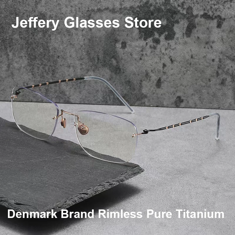 

New Rimless Glasses Frame Men Women Pure Titanium Frameless Ultralight Thin Eyeglasses Prescription Myopia Eyewear Spectacles