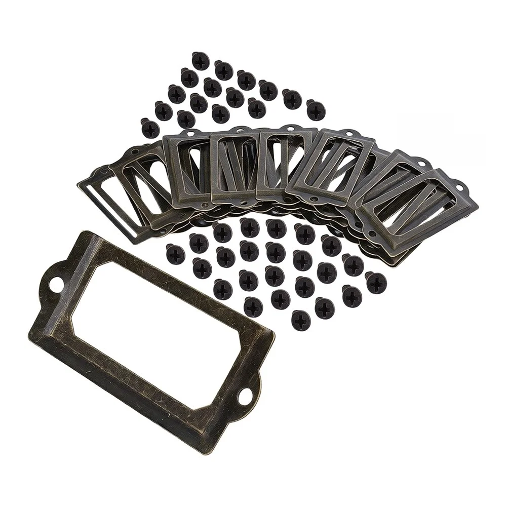 30pcs Drawer Label Tag Holders with Screws for Filing Cabinets Jewelry Boxes Wine Cellars Cupboards and Storage Solutions