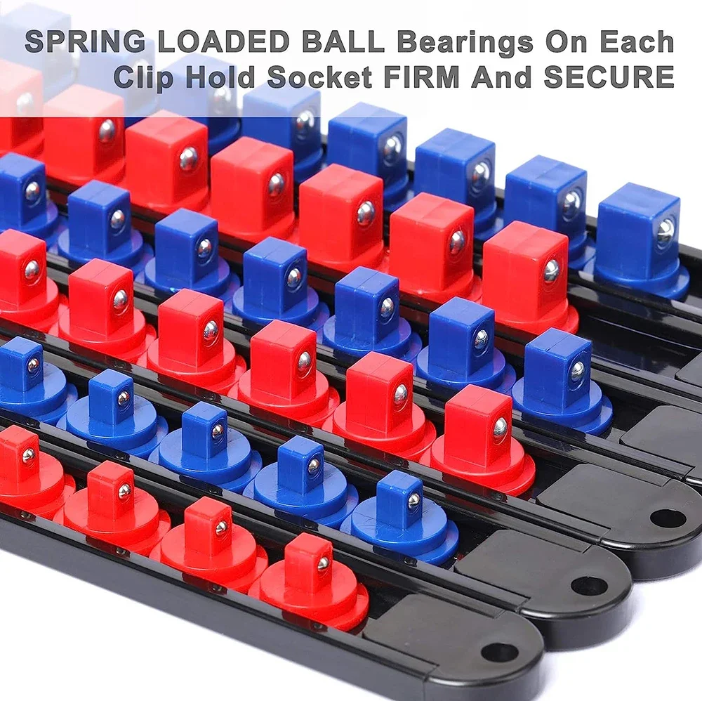 360° Swivel Socket Organizer 1/4 3/8 1/2 Premium Socket Clip Rail Holder Socket Sliding Stand Sleeve Rail Rack Tools 1PC
