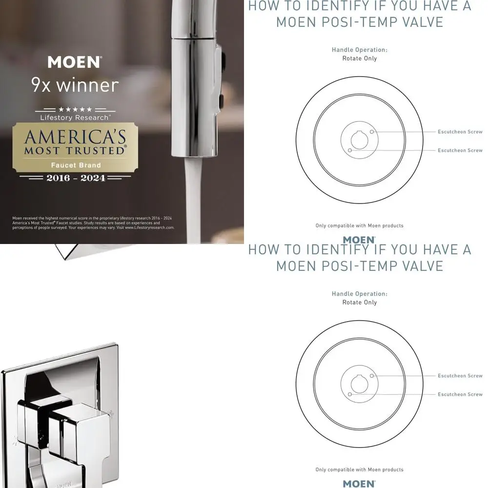 

Modern 90-Degree Single Handle Tub and Shower Trim with Square Head and Eco-Performance Chrome Finish