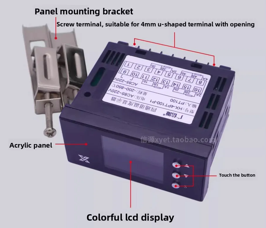 4 Channel Digital Thermometer with PT100 Input - Multi Loop Temperature Display Monitor for Industrial Use