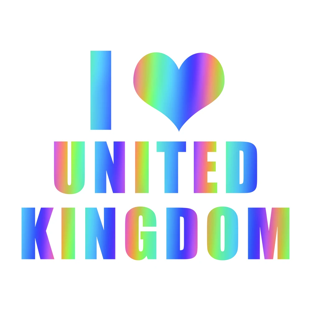 Car Laser Stickers I Love United Kingdom Personalized Decal For Cars Vehicle Home Decoration Waterproof Auto Reflective Stickers