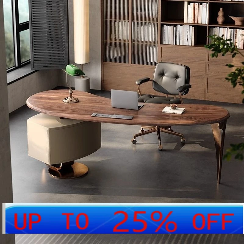 

Lmm solid wood desk light luxury modern Chinese desk high-end study table