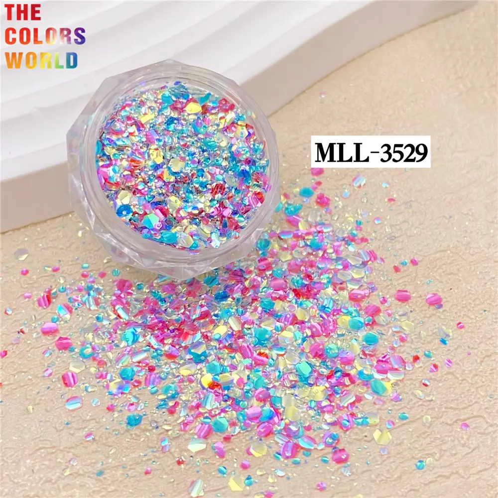 TCT-971 무지개 빛깔의 무지개 스케일 반짝이 육각형 Squama 스팽글 장식 네일 반짝이 매니큐어 DIY 휴일 카드 네일 아트