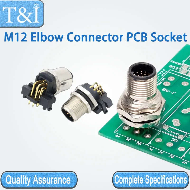 

5/10PCS M12-3/4/5/8/12Pin Electronic Connection Aviation Automobile Waterproof 12MM PCB Board Male Female Elbow Socket