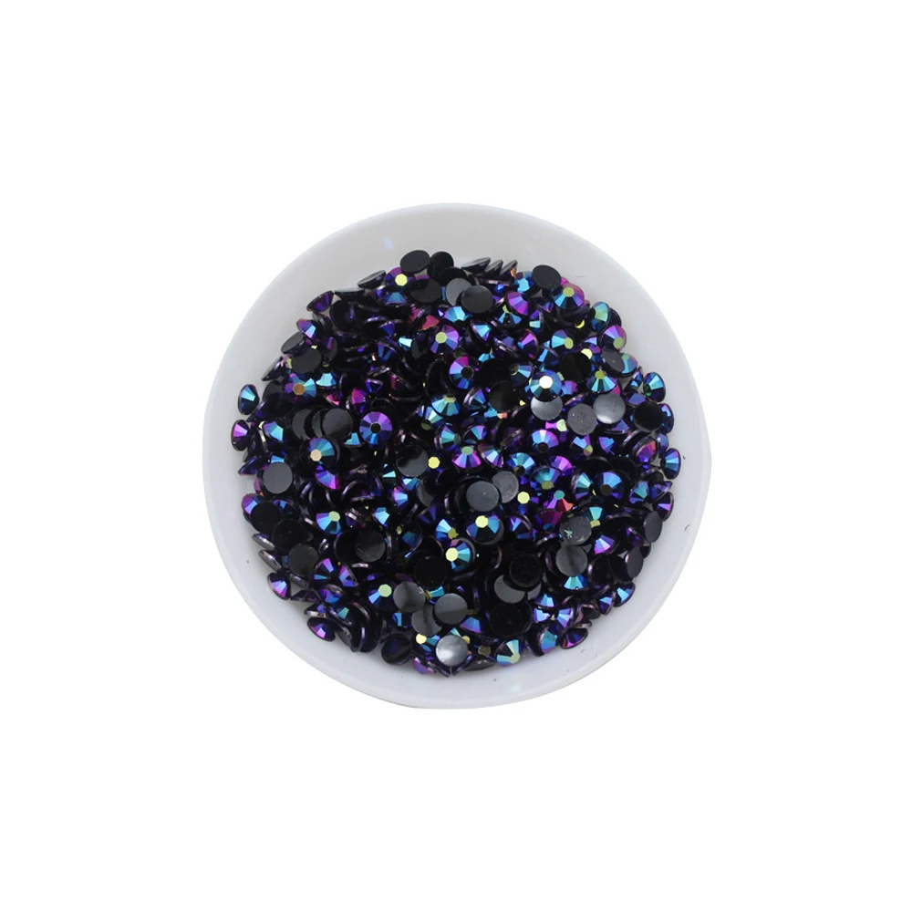 Diamantes de imitación redondos para decoración de uñas, resina AB negra de 2mm,3mm,4mm, parte posterior plana para accesorios de Arte de uñas DIY