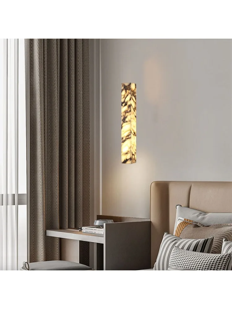 Innenwandleuchte, quaderförmig, aus natürlichem Marmor, dimmbar, Kunstdesign, für Schlafzimmer, Treppenhaus, Treppen, Badezimmer, Salon, dekorative Beleuchtung