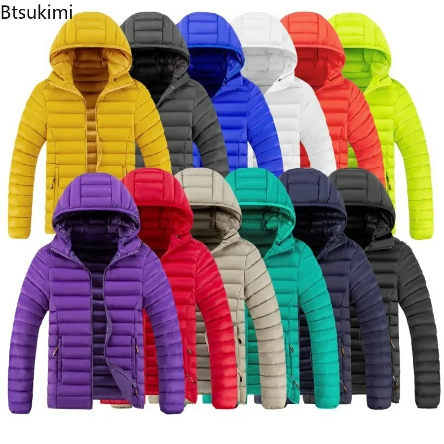 2023 Men's Warm Parka Hooded Waterproof Thermal Parka Autumn Winter Casual Light Detachable Hat Coat Men's Parka Men Clothing