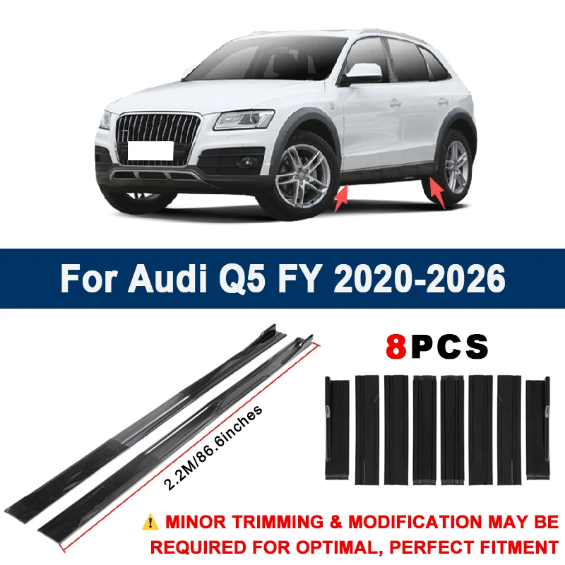 Aerodynamic 2.2m Sectional Side Skirt Extension Lips Racing Side Spoiler For Audi Q5 FY 2020-2026 2021 2022 Sport Upgrade Kit