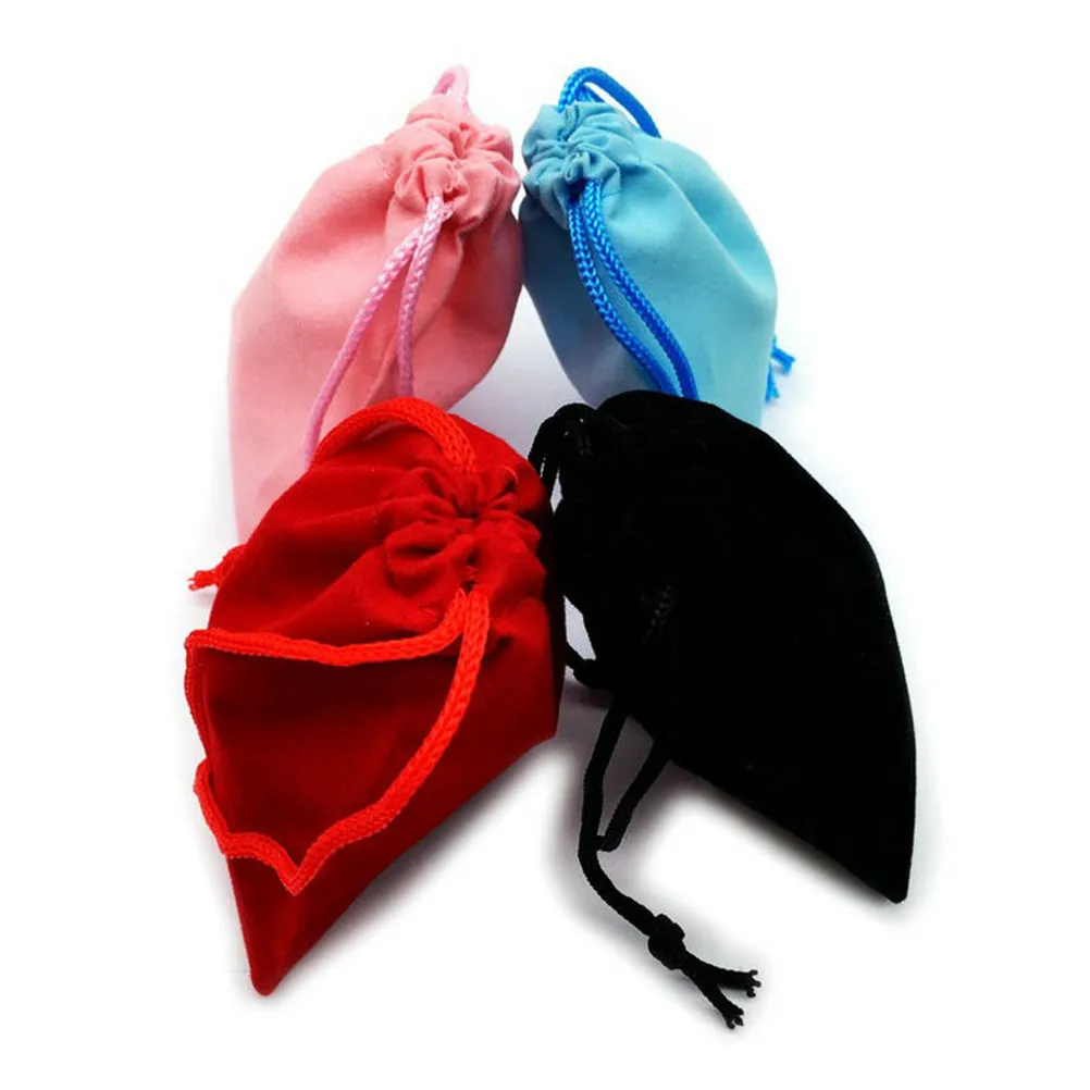 50Pcs 7Cm Red Soft Fabric Drawstring Bag Jewelry Pouch Gift Wedding Party Candy Storage Travel Display Sample Luxury Pouch view 3