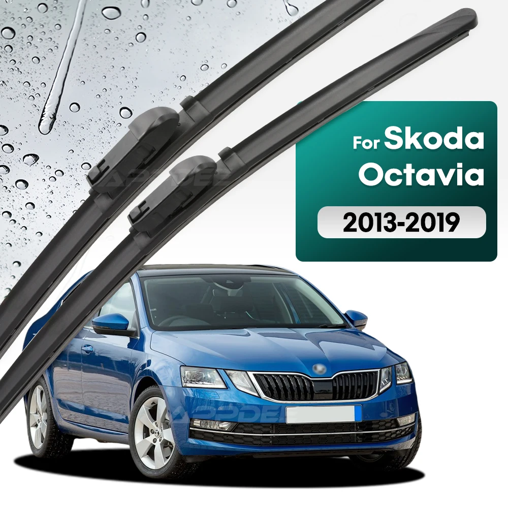 

Silicone & rubber Front Wiper Blades Set For Skoda Octavia A7 Typ5E MK3 2013 - 2019 Windshield Windscreen Window 24"19"
