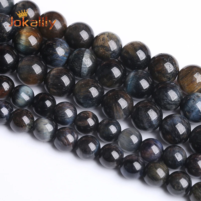 

Natural Dark Blue Tiger Eye Stone Beads Round Tiger Beads For Jewelry Making Needlework DIY Man Bracelet Necklace Accessories