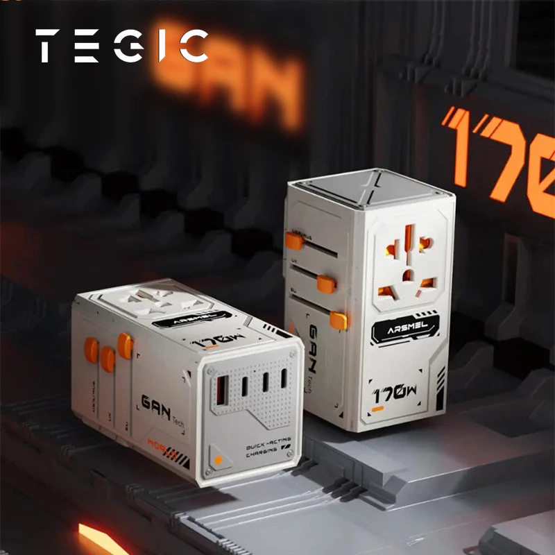 TEGIC×ARSMEL 170W Universal Travel Adapter Global Multi Plug Converter International Power Socket Charger with USB PD