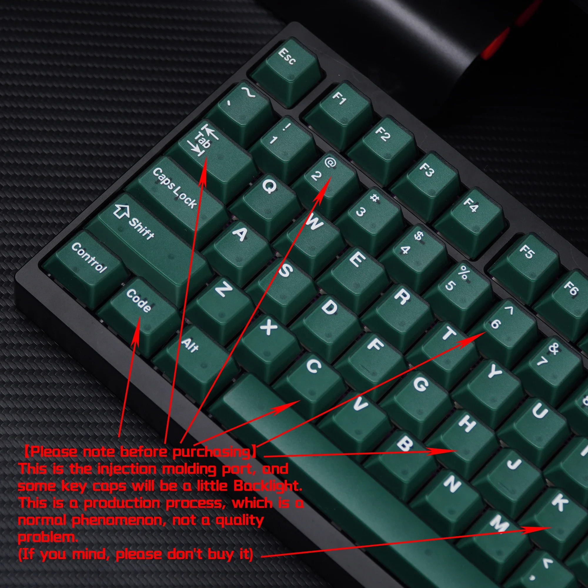 KBDiy 174Keys PBT Double Shot Keycaps Cherry Profile ISO Emerald