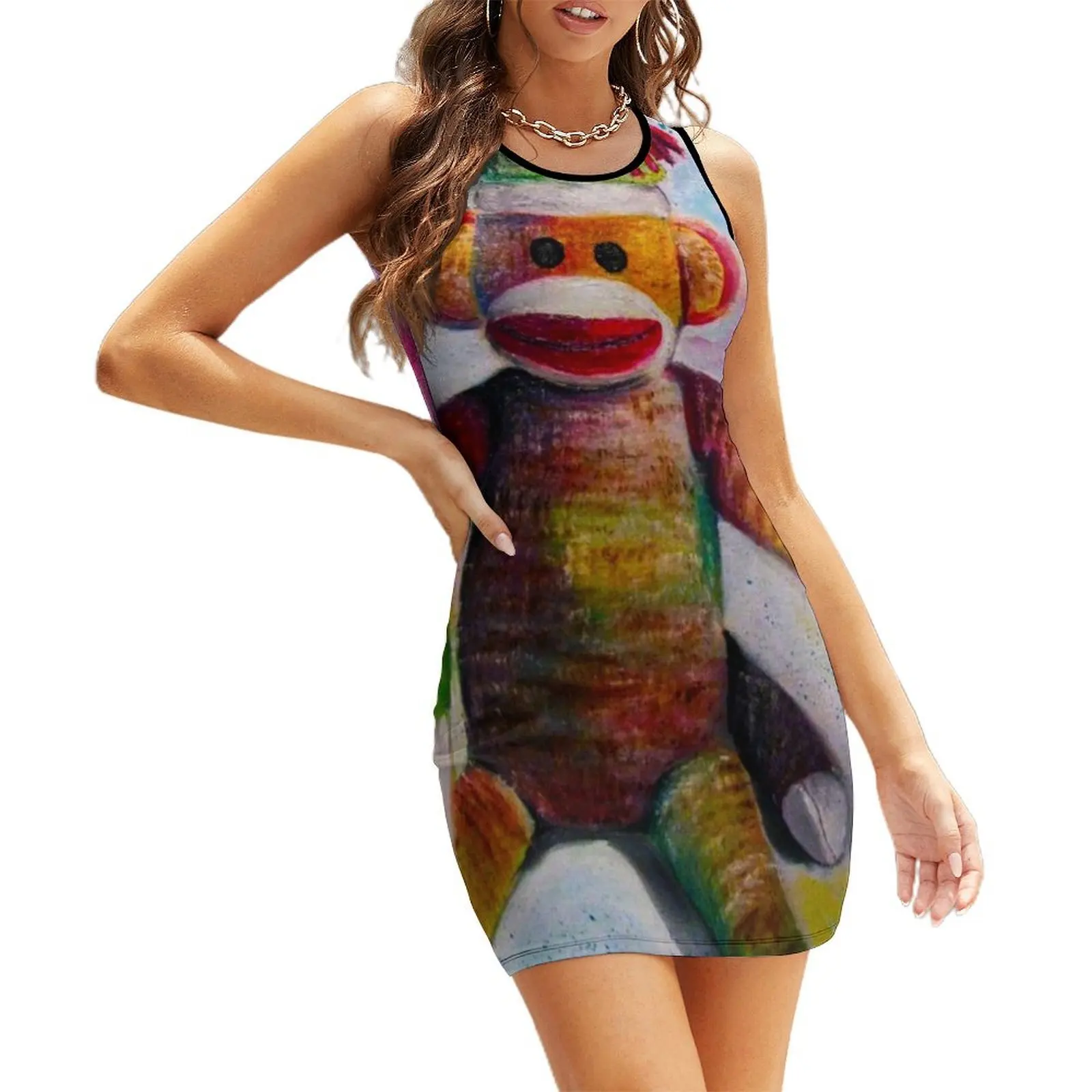 

Sock Monkey Sleeveless Sundress women's dresses luxury summer women's suit elegant dresses for women Woman dresses