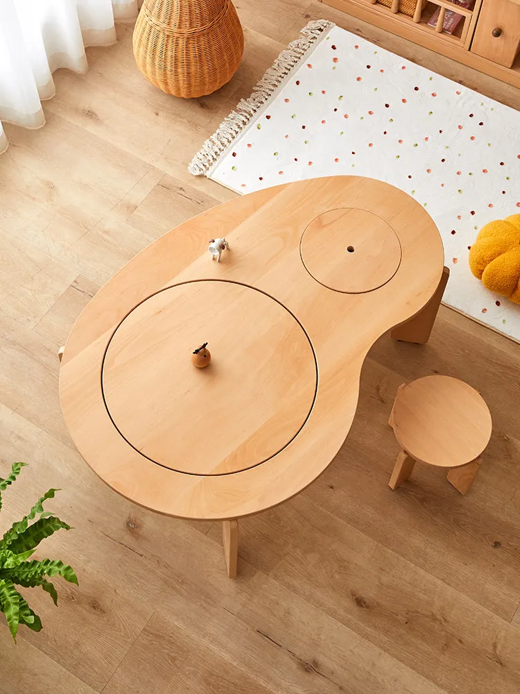 Solid wood multi-functional building block table children's game table