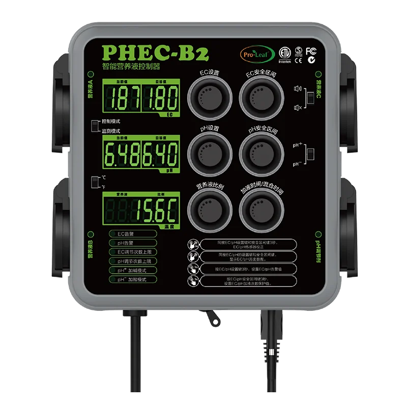 

Greenhouse PHEC-B2 Nutrient Doser with 4 Dosing Pumps EC PH Probe Doser Controller