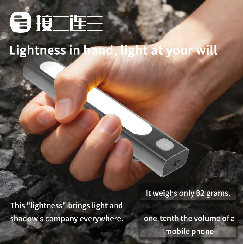 Portable Mini Tie Clip Light IPX7 Waterproof Flashlight for Outdoor 6-level Dimming Polymer Battery LED Light with Type-C Port